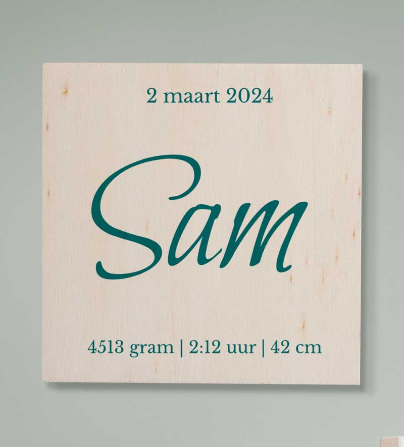 Geboortebord Hout Eigen Tekst