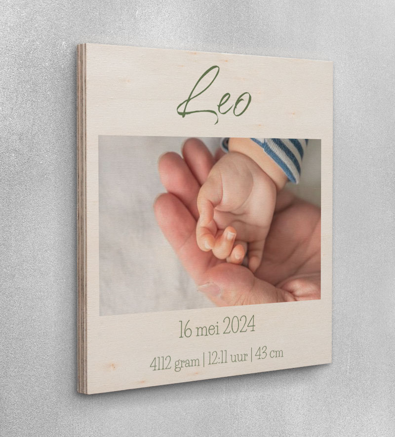 Geboortebord Hout Met Foto