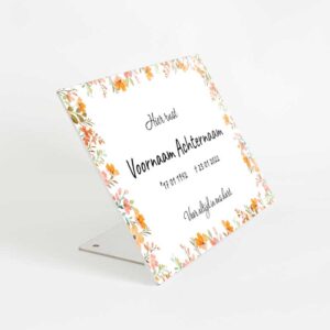 Gedenkbord Bloemen Rand Personaliseren