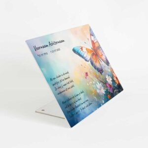 Gedenkbord Vlinder Gedicht Graf