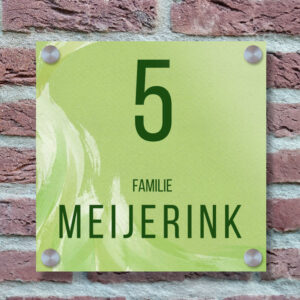 Vierkant Voordeur Naambordje Groen Met Afstandhouders