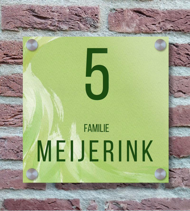 Vierkant Voordeur Naambordje Groen Met Afstandhouders