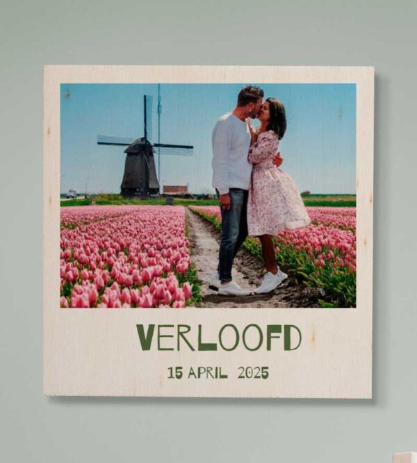 Foto Op Hout Eigen Tekst Verloofd