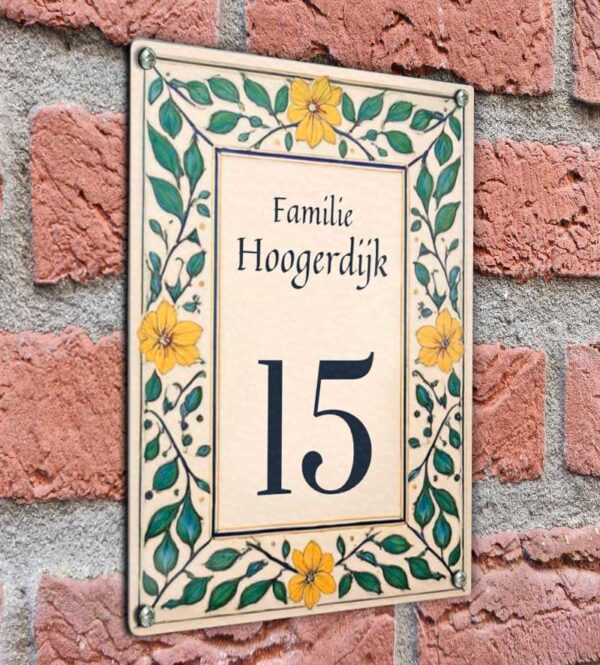 Landelijke Voordeur Naambord Bloemen