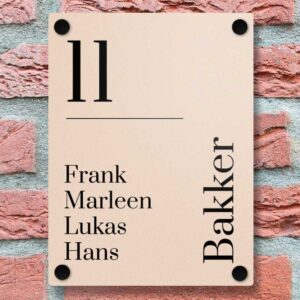 Modern Voordeur Naambord Zandkleur