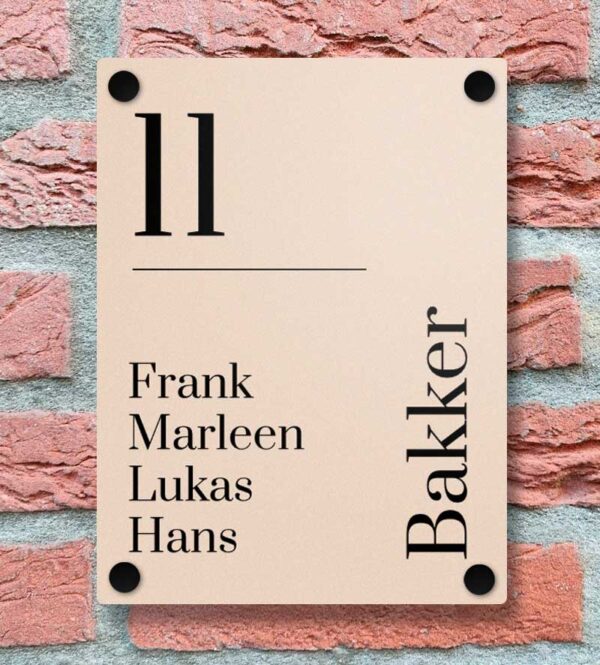 Modern Voordeur Naambord Zandkleur