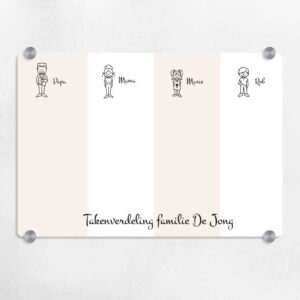 Planbord Taken Familie Personaliseren|Magnetisch Whiteboard Bedrukt|Zijgriphouders Magnetisch Whiteboard
