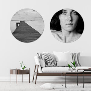 Rond Aluminium Dibond Geborsteld Met Foto|Foto Op Geborsteld Aluminium Dibond Voorzijde|Foto Geprint Dibond Rond Zijkant|Geborsteld Aluminium Dibond Detail