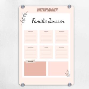 Whiteboard Weekplanner Personaliseren|Magnetisch Whiteboard Bedrukt|Zijgriphouders Magnetisch Whiteboard