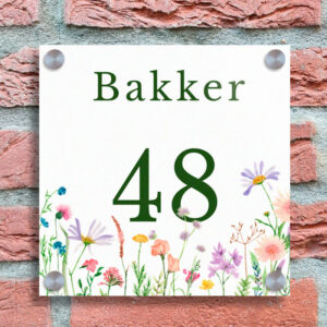 Vierkant Naambordje Voordeur Landelijk Bloemen