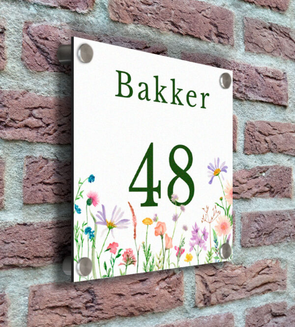 Zijkant Naambordje Voordeur Landelijk Bloemen