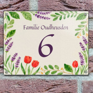Landelijk Naambordje Voordeur Tulpen Lavendel