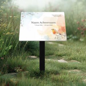 Gedenkbord Met Paal Bij Tijdelijk Graf