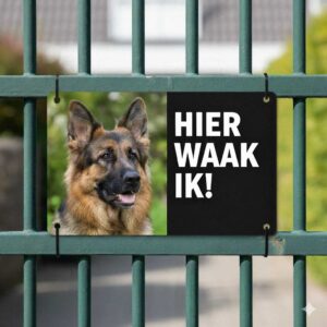 Hier Waak Ik Bord Eigen Foto