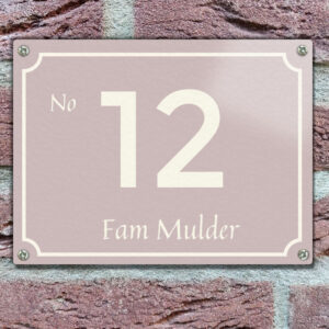 Klassiek Naambordje Voordeur Oud Roze Liggend Emaille Look