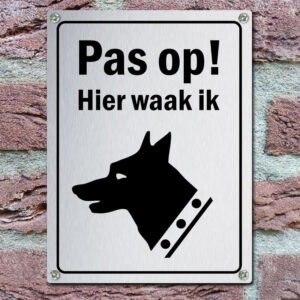 Standaard Waakbord Hond Geborsteld Aluminium Algemeen