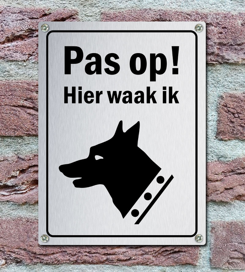 Standaard Waakbord Hond Geborsteld Aluminium Algemeen