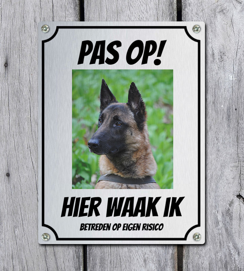 Waakbordje Op Rvs Geborstelde Look Geprint