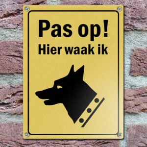 Standaard Waakbord Hond Aluminium Geel Opvallend Algemeen