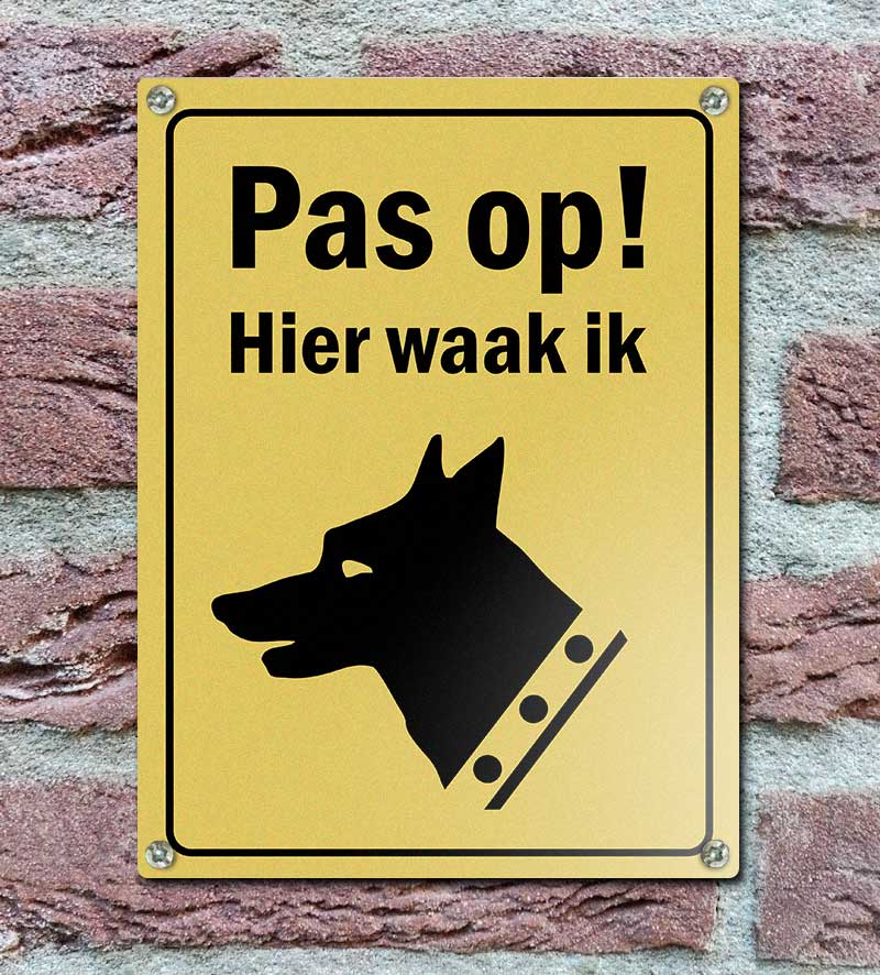 Standaard Waakbord Hond Aluminium Geel Opvallend Algemeen