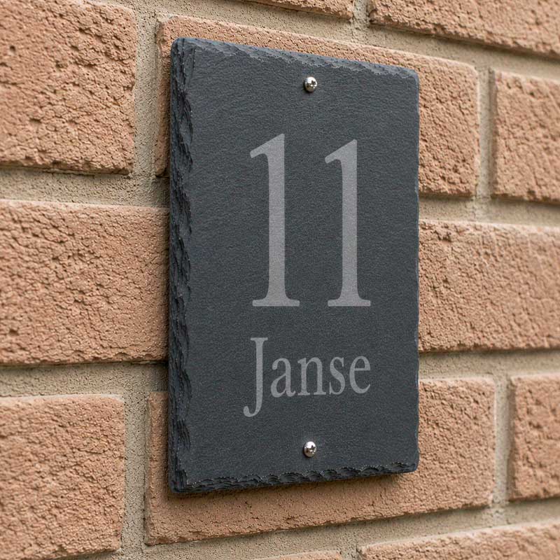 Leisteen Naambordje Zijkant Graveren Personaliseren
