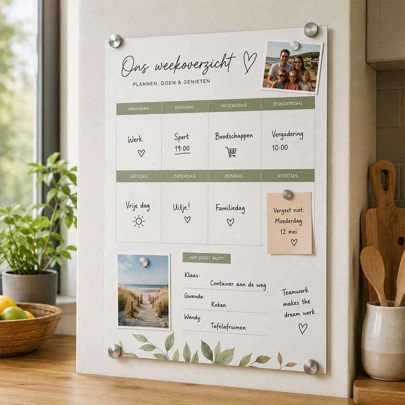 Whiteboard Planner Familie Personaliseren Keuken Magnetisch