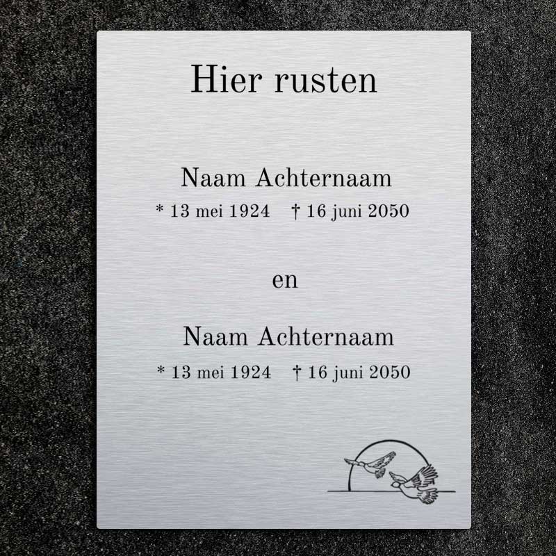 Staand Geborsteld Gedenkbord 2 Namen