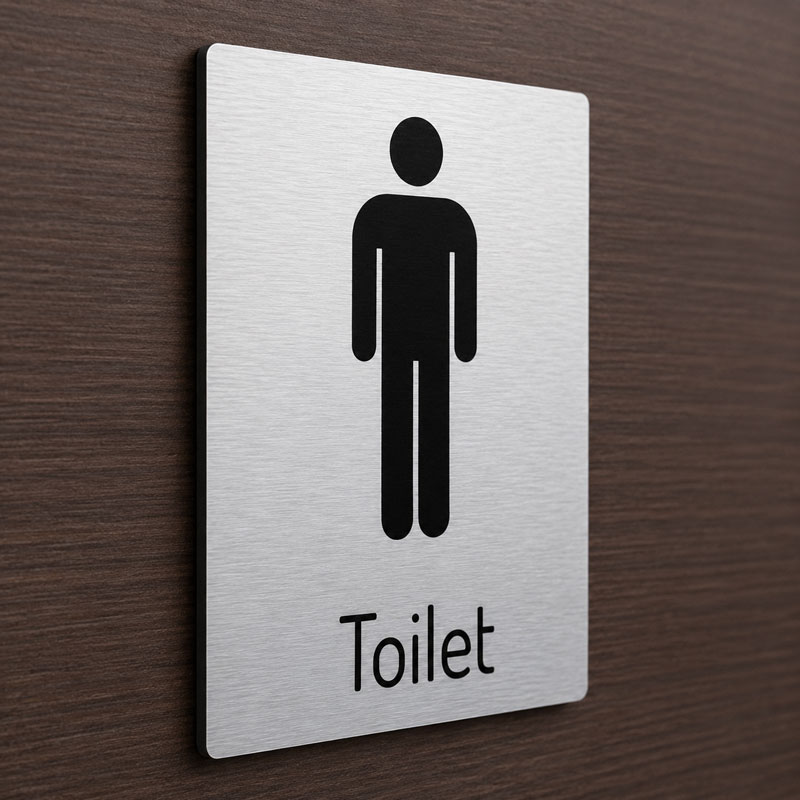 Heren Toiletbord Aan Deur Geborsteld Aluminium Modern
