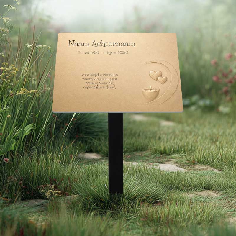 Gedenbordje Hartjes En Kaarsje Personaliseren